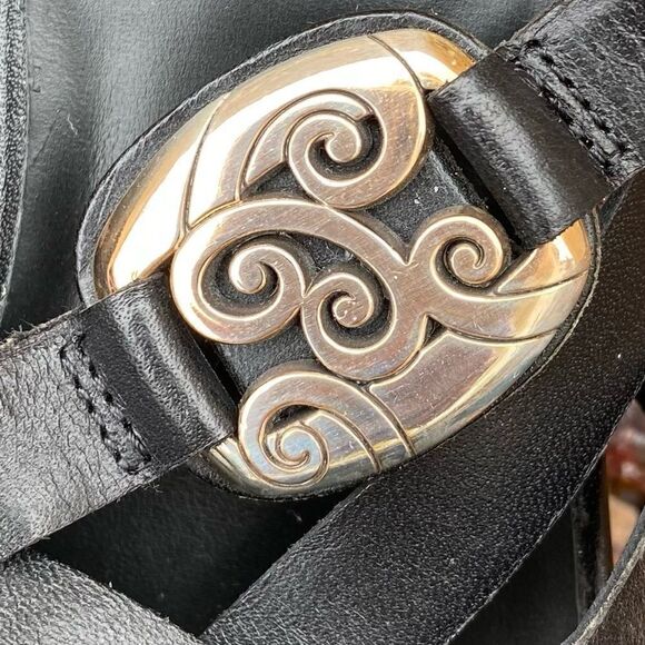 Brighton Vista Black Slide Open Toe Sandals Strappy Heels Leather Size 7.5M EUC! - Picture 10 of 10